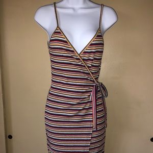 Striped mini wrap dress